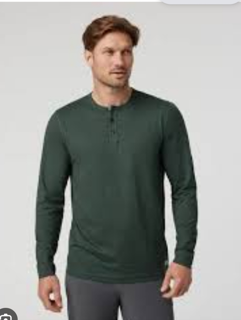 Vuori Dark Green Long Sleeve Performance Henley